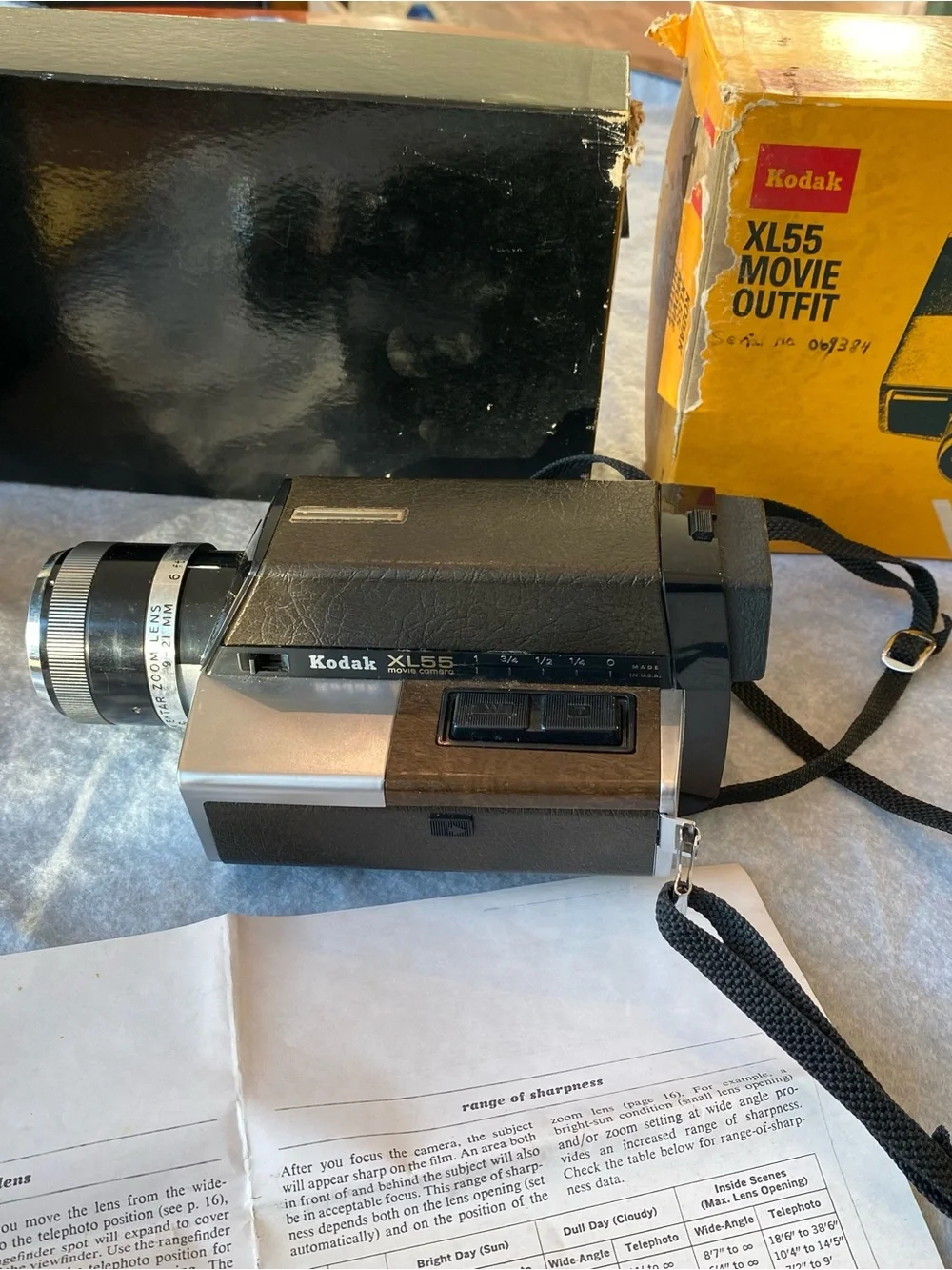 Vintage Kodak Black and Silver XL55 Movie Outfit Camera & Case